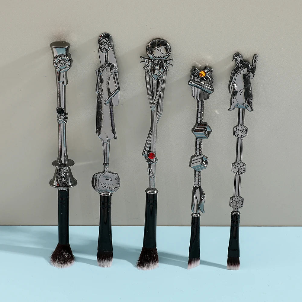 5pcs/set The Nightmare Before Christmas Makeup Brushes Movie Makeup Brush Set for Women Girls Halloween Gift Anime Makeup