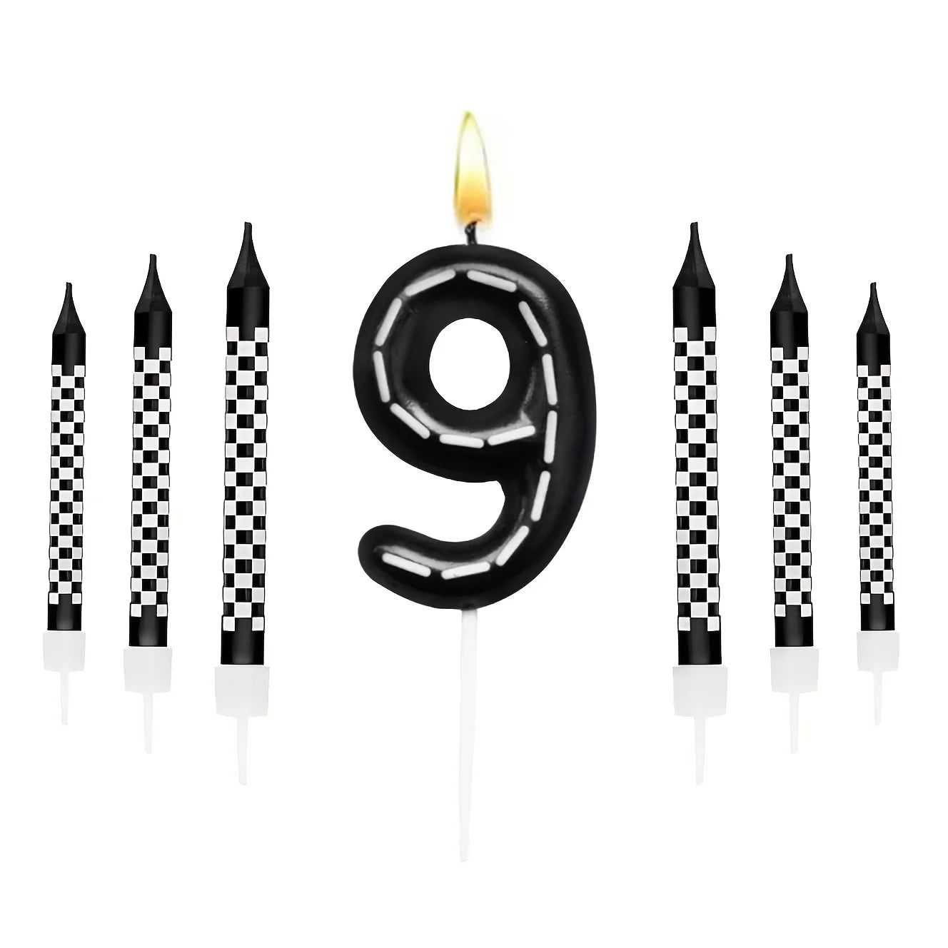 7Pcs Racing Cars Birthday Candles Set,Cake Numeral 0-9  Candles Number Glitter Cake Topper Decoration for Party,gifts