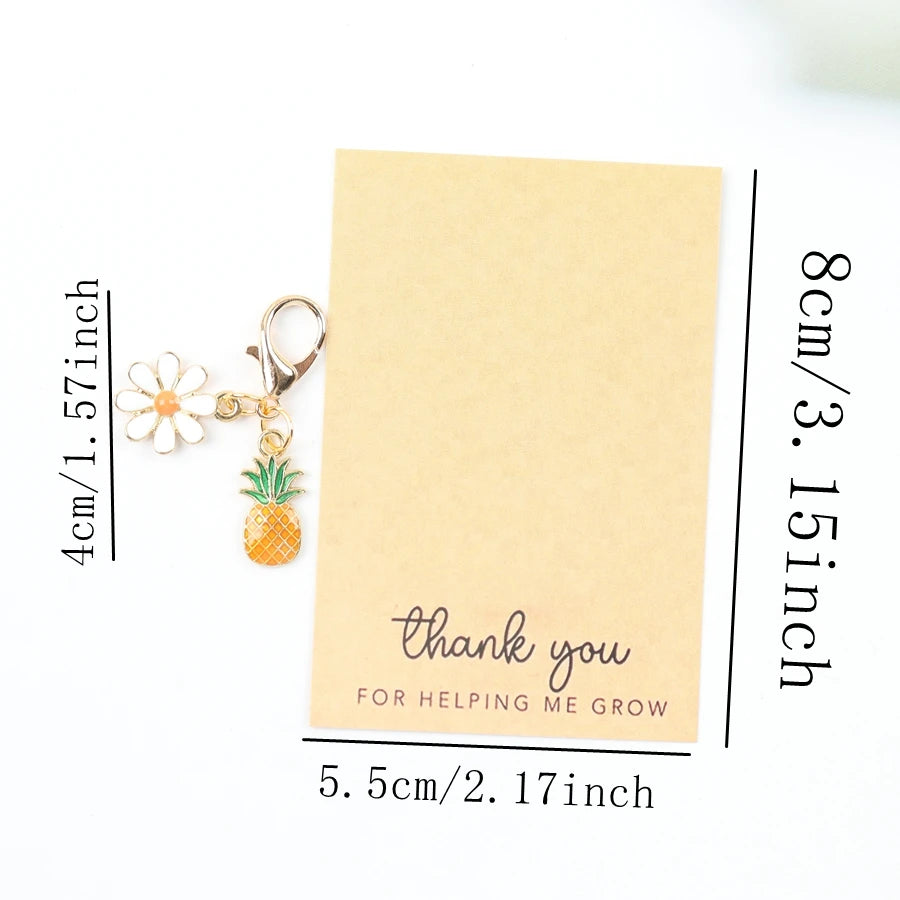 10 Mini Pineapple Keychains, with a Thank You Card for Helping Me Grow, Perfect as Party Favors, Birthday Gifts, and Perfect Gifts for Gatherings, Party Keychain Gift Packs, Fruit Pendants.