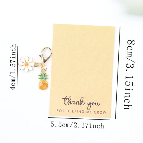 10 Mini Pineapple Keychains, with a Thank You Card for Helping Me Grow, Perfect as Party Favors, Birthday Gifts, and Perfect Gifts for Gatherings, Party Keychain Gift Packs, Fruit Pendants.