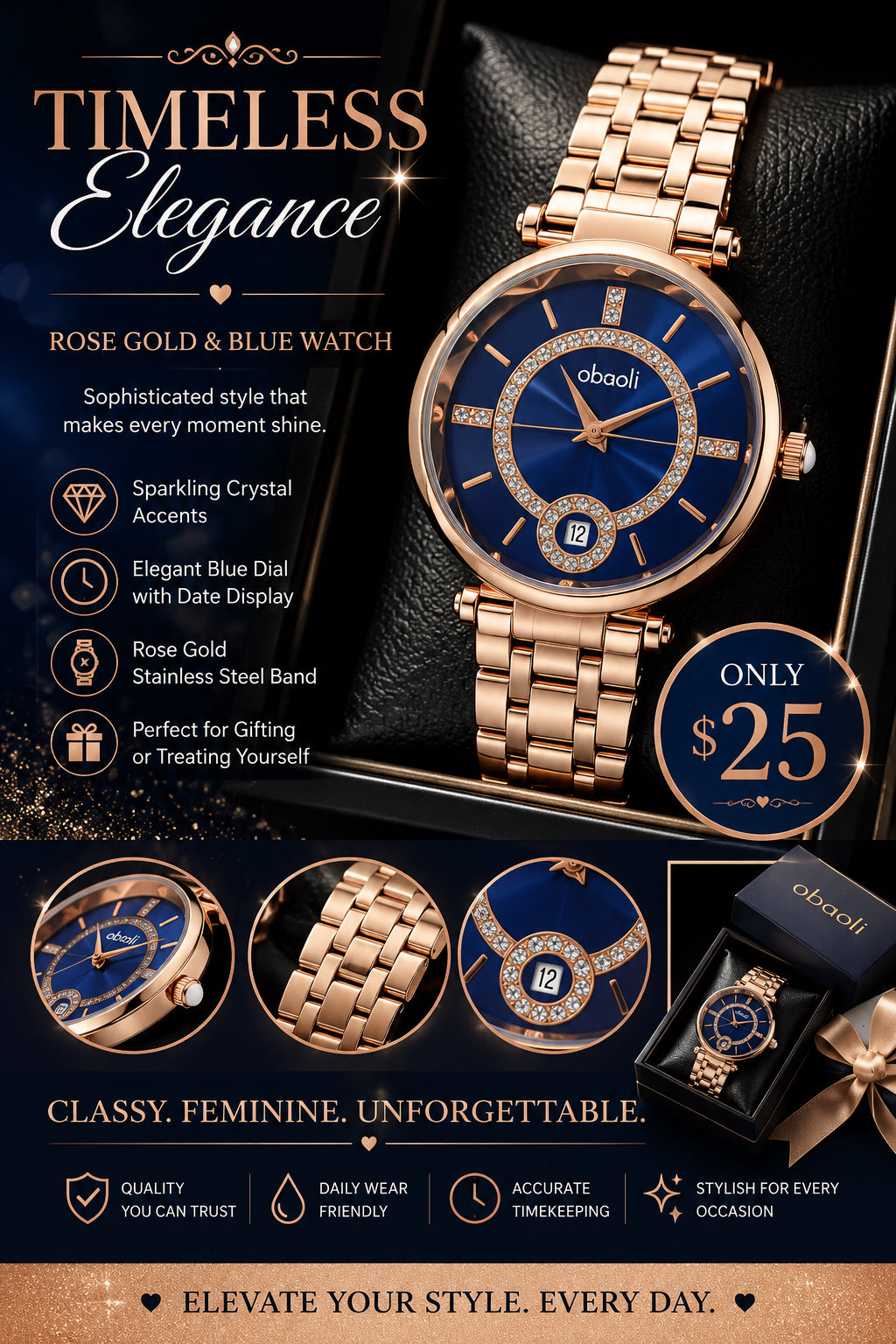 Rose Gold/Blue Watch