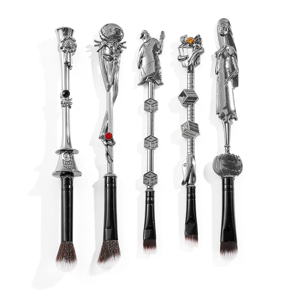 5pcs/set The Nightmare Before Christmas Makeup Brushes Movie Makeup Brush Set for Women Girls Halloween Gift Anime Makeup