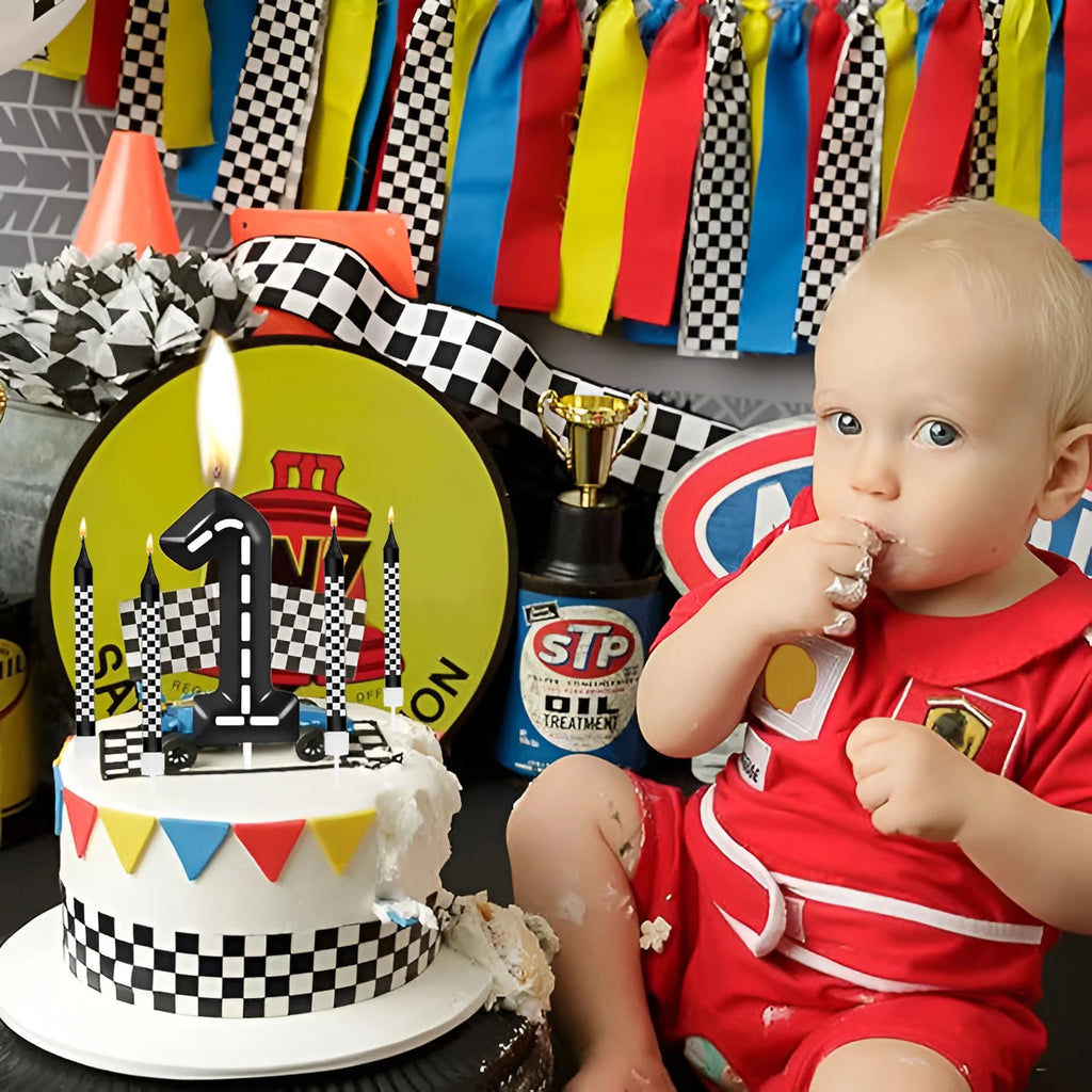 7Pcs Racing Cars Birthday Candles Set,Cake Numeral 0-9  Candles Number Glitter Cake Topper Decoration for Party,gifts
