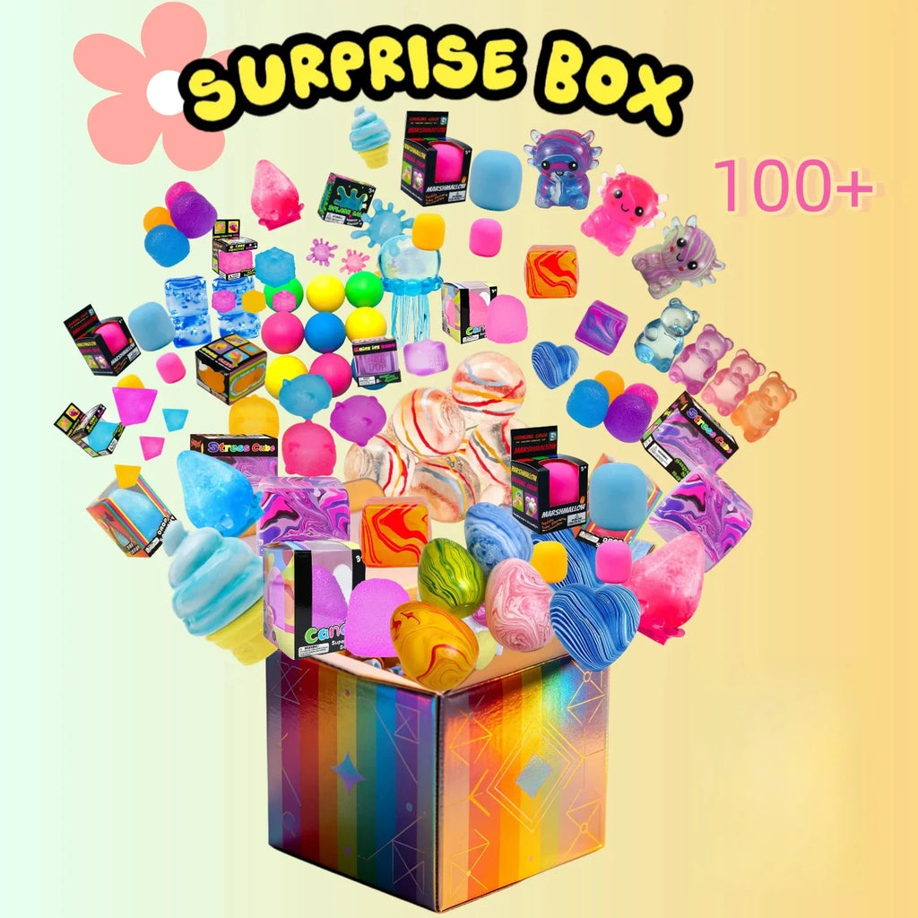 100+Pcs Sensory Squishy Blind Box Series, Random Cute Slow Rise Toy, Collectible Stress Ball Fidget Surprise Gift