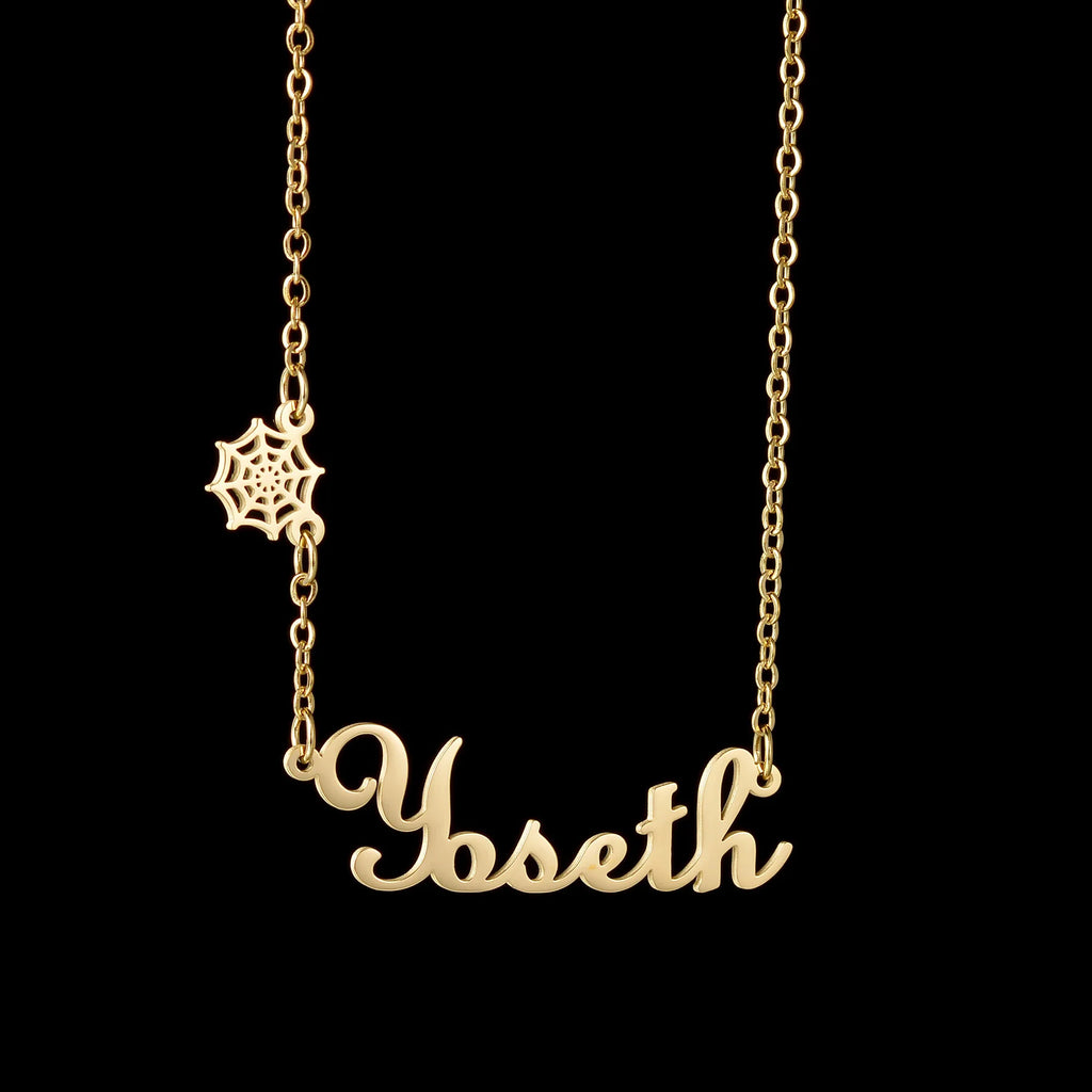 Customized Name Spider Web Necklace Earring Jewelry Sets for Women Kids Couples Stainless Steel Personalized Net Christmas Gift