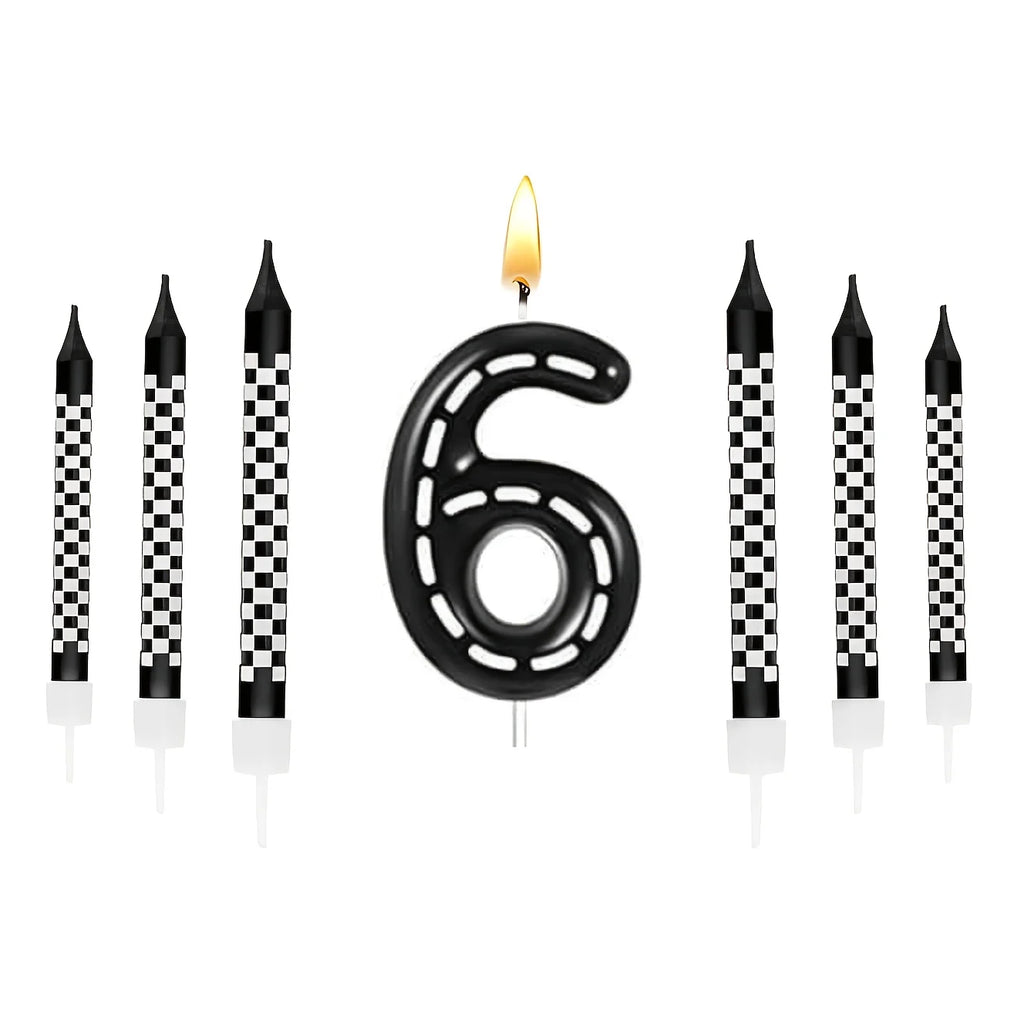 7Pcs Racing Cars Birthday Candles Set,Cake Numeral 0-9  Candles Number Glitter Cake Topper Decoration for Party,gifts