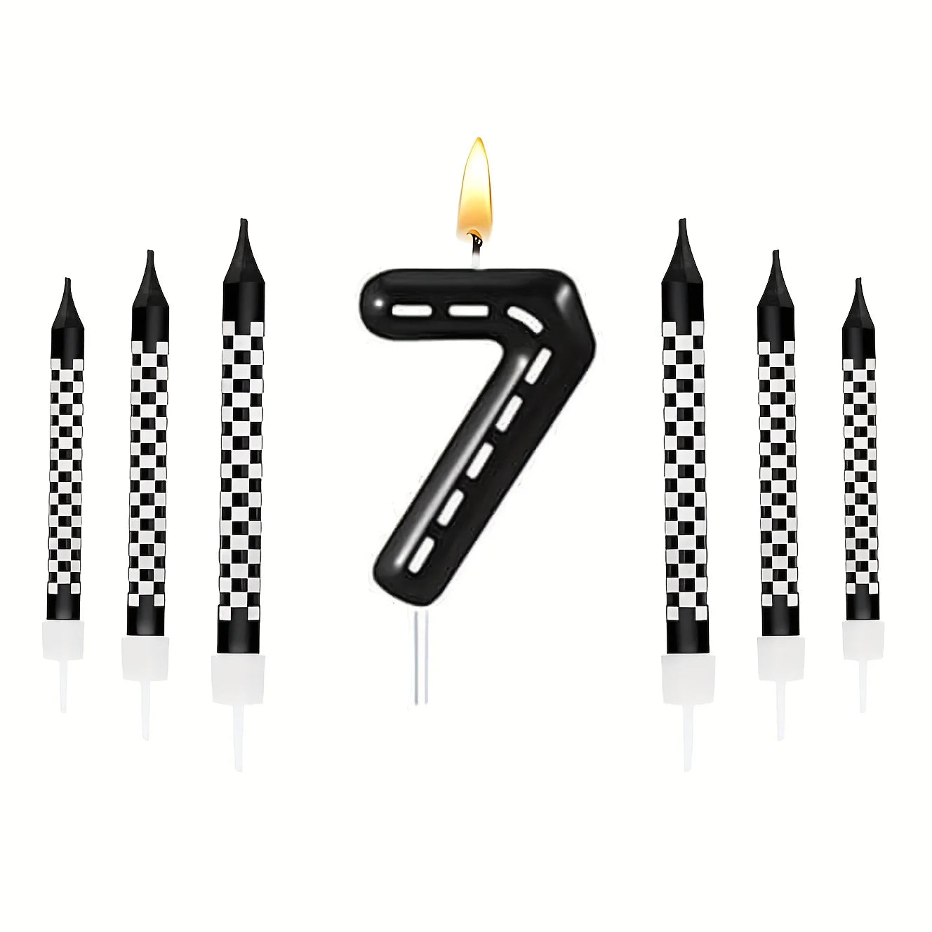 7Pcs Racing Cars Birthday Candles Set,Cake Numeral 0-9  Candles Number Glitter Cake Topper Decoration for Party,gifts