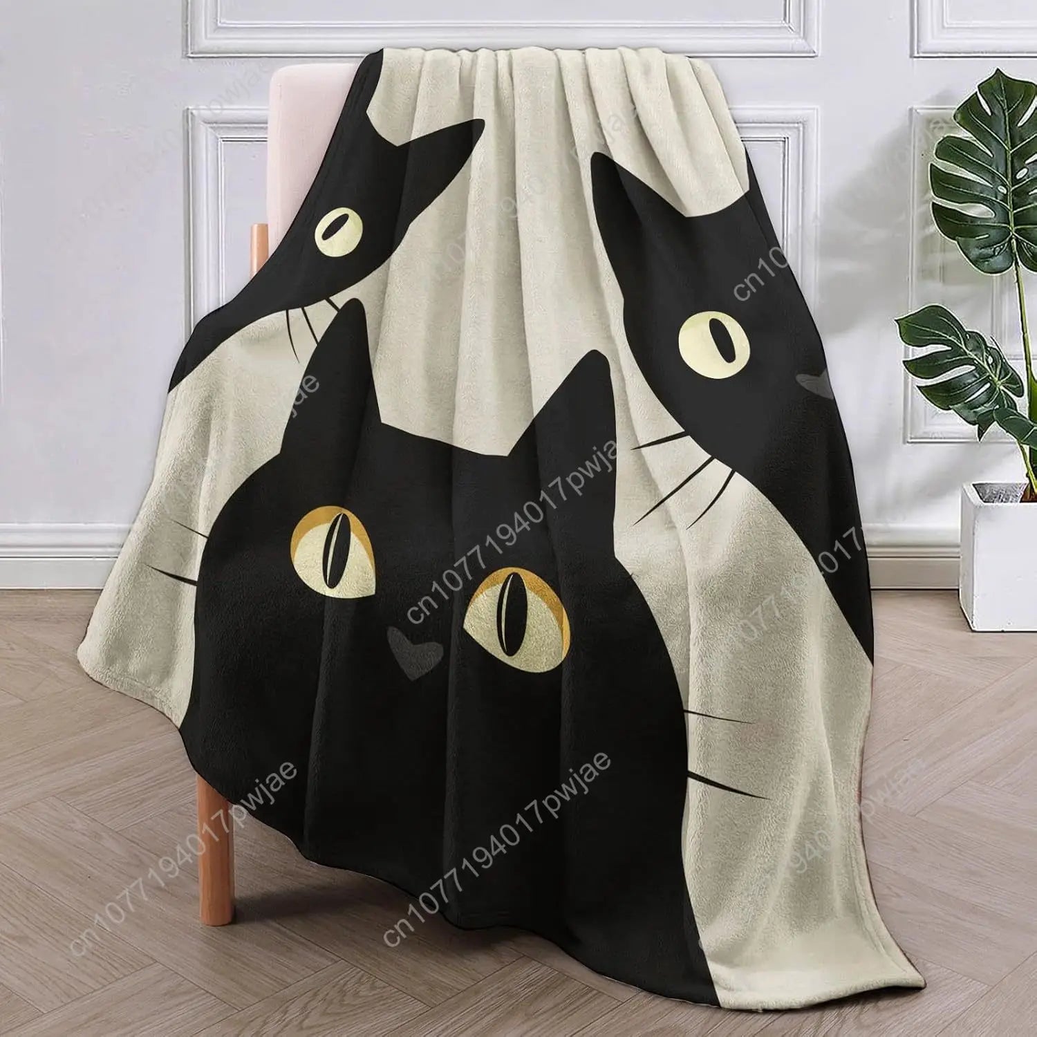 Funny Cat Blanket Gifts for Women Girls Soft Warm Lightweight Cozy Animal Three Black Cats Throw Blankets Bed Custom blankets