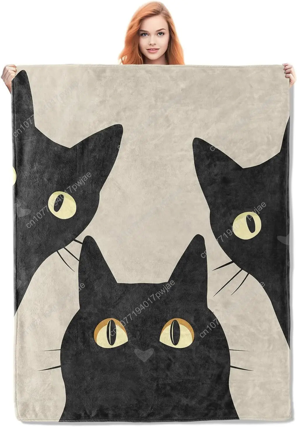 Funny Cat Blanket Gifts for Women Girls Soft Warm Lightweight Cozy Animal Three Black Cats Throw Blankets Bed Custom blankets