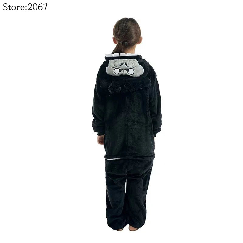 Adults Kids Monster Monkey Blanket Onesie Animal Chimpanzee Hooded Pyjamas Adult Gorilla Union Suit Halloween Costume For Family