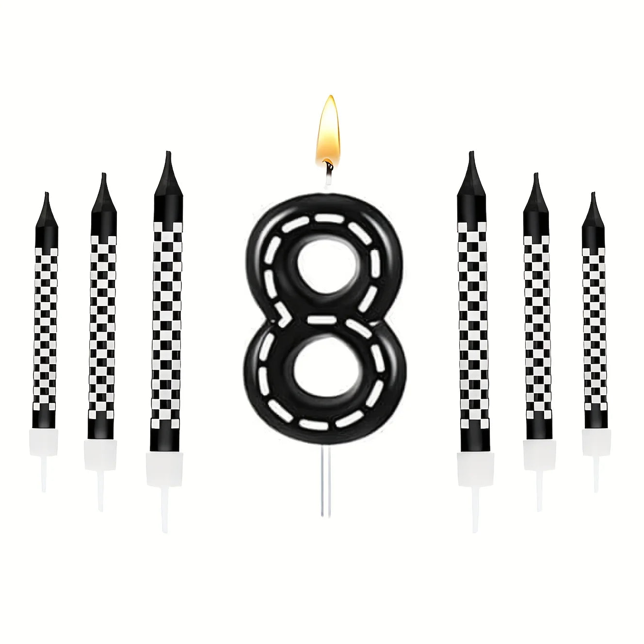 7Pcs Racing Cars Birthday Candles Set,Cake Numeral 0-9  Candles Number Glitter Cake Topper Decoration for Party,gifts