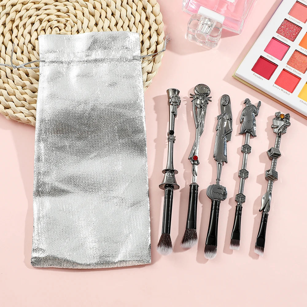 5pcs/set The Nightmare Before Christmas Makeup Brushes Movie Makeup Brush Set for Women Girls Halloween Gift Anime Makeup