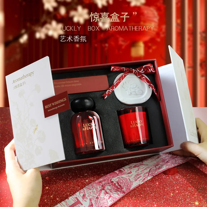 Scented candle gift box, household essential oil set, wedding fragrance, New Year's gift, New Year's souvenir