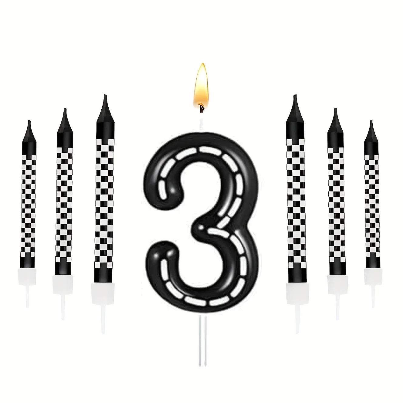 7Pcs Racing Cars Birthday Candles Set,Cake Numeral 0-9  Candles Number Glitter Cake Topper Decoration for Party,gifts